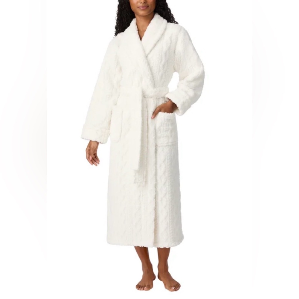 Room Service Cozy Wrap Robe Large | Soft Cable Knit with Pockets